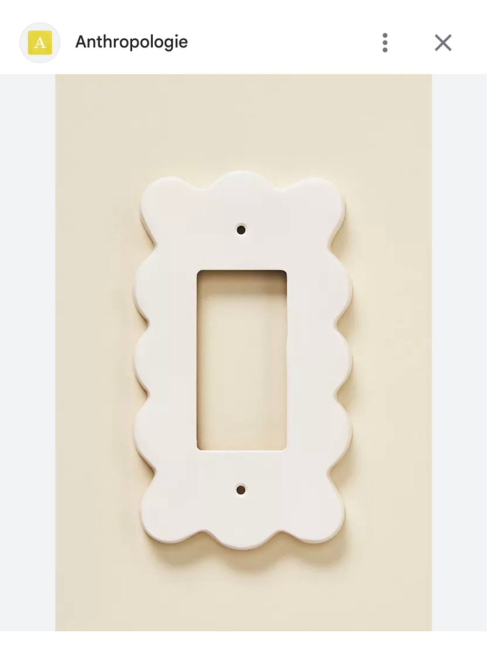 Anthropologie Wiggle Scalloped Rocker Light Switch Plate Cover Grey One Size